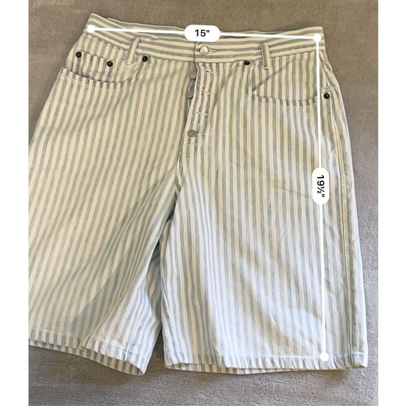 VTG Striped Denim Jean Long Shorts XS-S - Picture 5 of 8